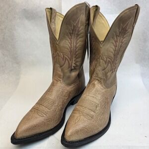 Nocona Western Boots Mens 11 EEE Beige, Cowboy Ostrich Leather Exotic, NWT